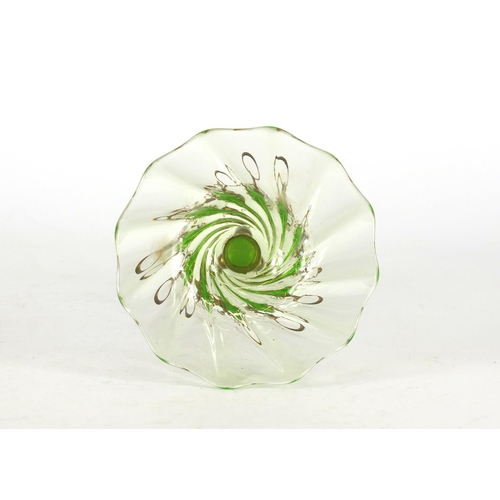 289 - Green glass four branch epergne, 31cm high