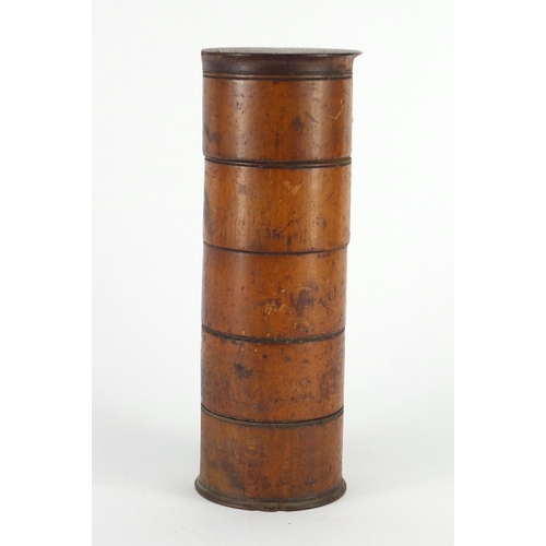 63 - Georgian five section treen spice tower, 23.5cm high