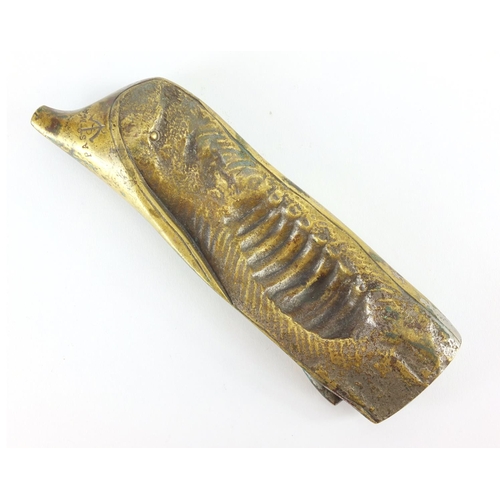 78 - 19th century bronze half pig mould/weight, Pasman and impressed anchor mark, 21cm in length