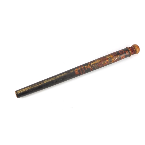 70 - Early 19th century hand painted police truncheon with crest, inscribed J Smaiales Constable, 56cm le... 