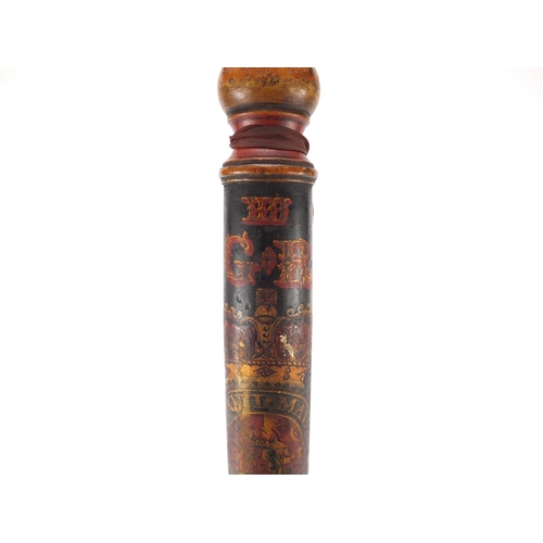 70 - Early 19th century hand painted police truncheon with crest, inscribed J Smaiales Constable, 56cm le... 