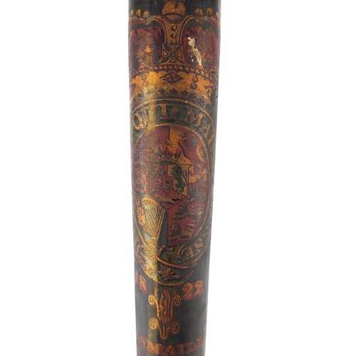 70 - Early 19th century hand painted police truncheon with crest, inscribed J Smaiales Constable, 56cm le... 