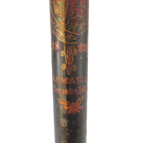 70 - Early 19th century hand painted police truncheon with crest, inscribed J Smaiales Constable, 56cm le... 