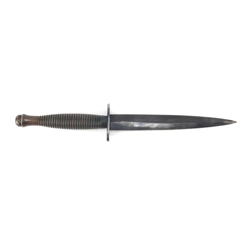 273 - Military Interest Fairburn Sykes fighting knife with sheath, 29.5cm in length