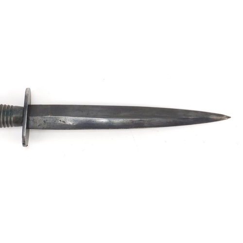 273 - Military Interest Fairburn Sykes fighting knife with sheath, 29.5cm in length