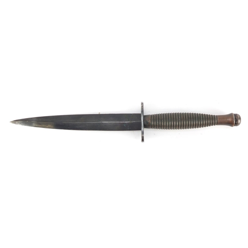 273 - Military Interest Fairburn Sykes fighting knife with sheath, 29.5cm in length