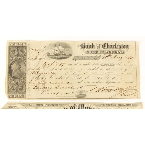 201 - Two American bank bonds - Bank of Charleston, South Carolina, Bank of Montreal