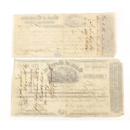 201 - Two American bank bonds - Bank of Charleston, South Carolina, Bank of Montreal