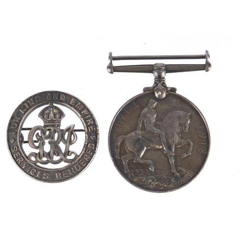 232 - British military World War I pair and services rendered badge, the pair awarded to 241445PTE.W.PENNI... 