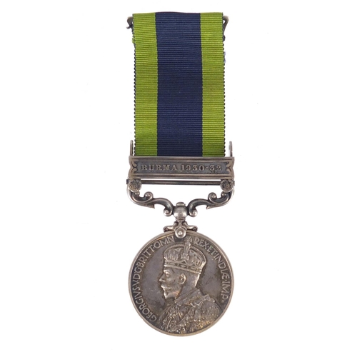 231 - British Military George V Indian medal with Burma 1930-32 bar awarded to 752410PTE.C.E.CROCKWELL.THE... 