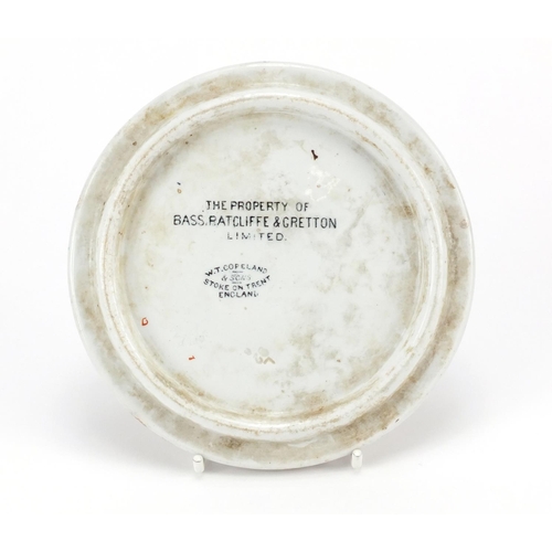 60 - Victorian Bass & Co Pale Ale pot lid by Copeland & Sons, factory marks to the reverse, 14.5cm in dia... 