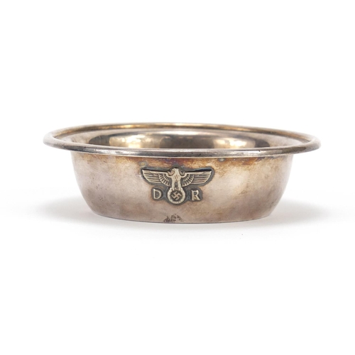 253 - German military interest silver plated bowl with DR crest impressed marks on the base, 10.5cm diamet... 