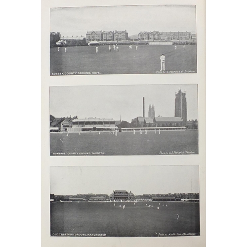 166 - Famous Cricketers and Cricket Grounds, leather bound hardback book published by Hudson & Kearns