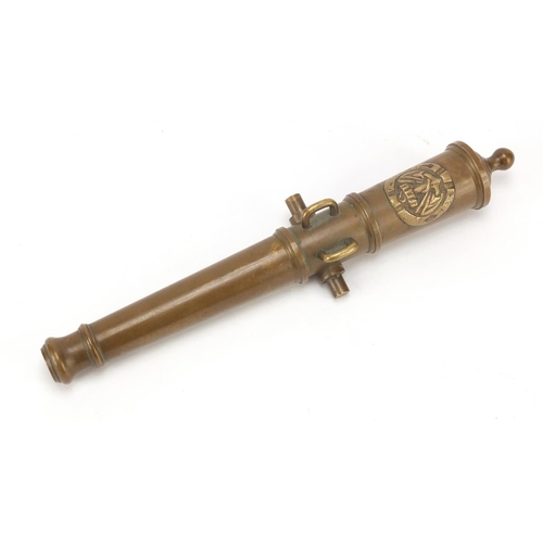 64 - Naval interest bronze table cannon, 30cm in length