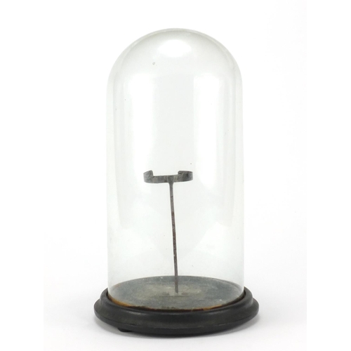 220 - Victorian glass dome with ebonised wood base, 37cm high