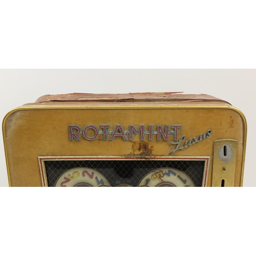 153 - Vintage Rotamint Luxus wall mounted slot machine, 71cm H x 51cm W x 20cm D