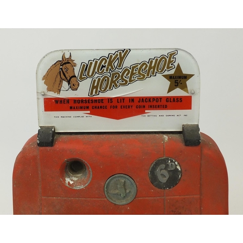 145 - Vintage Sega Bell lucky horse shoe one arm bandit slot machine, 78cm x 42cm W x 41cm D