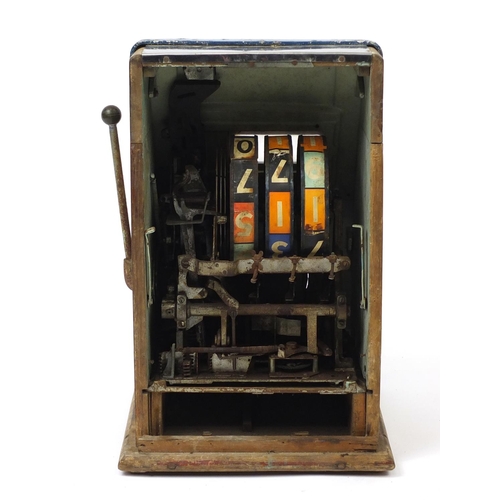 149 - Vintage Booklands Lotalibator one arm bandit slot machine, 63cm H x 40cm W x 40.5cm D