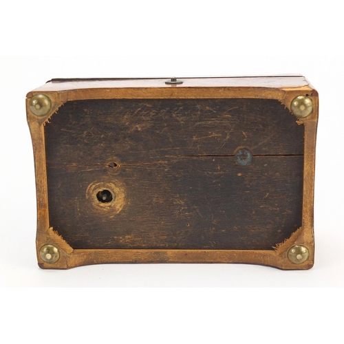 55 - 19th century birds eye maple music box playing on four aires, the movement number with 31979, 6cm H ... 