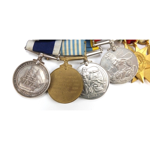 209 - British Military World War II Naval medal group with dress bar, relating to L S Hope including long ... 