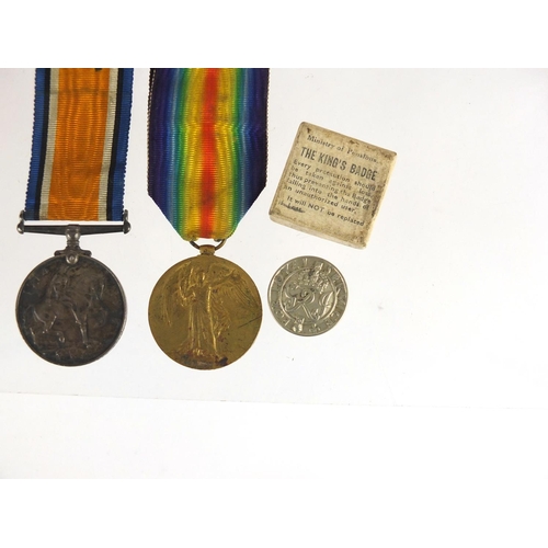 215 - British Military World War I pair with lapel, awarded to 3-23419PTE.A.J.BRYANT.RIF.BRIG.