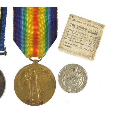 215 - British Military World War I pair with lapel, awarded to 3-23419PTE.A.J.BRYANT.RIF.BRIG.