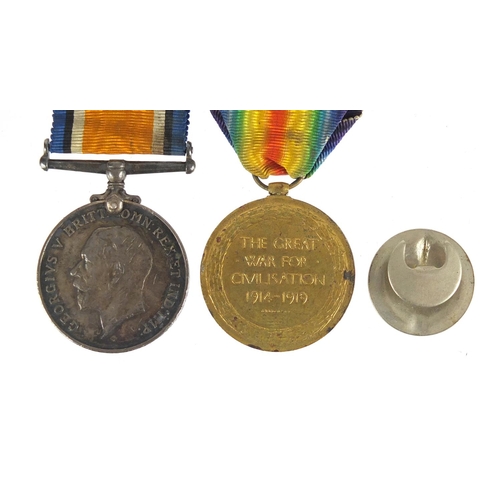 215 - British Military World War I pair with lapel, awarded to 3-23419PTE.A.J.BRYANT.RIF.BRIG.