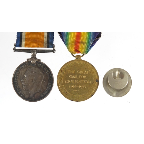 215 - British Military World War I pair with lapel, awarded to 3-23419PTE.A.J.BRYANT.RIF.BRIG.