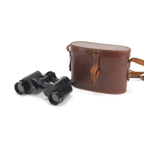 256 - Pair of Dollond lunar 8 x 32 binoculars and two brass telescopes including a leather bound example b... 