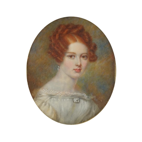 8 - 19th century oval hand painted portrait miniature of Annie, daughter of Daniel and Anne Mackinlay, i... 