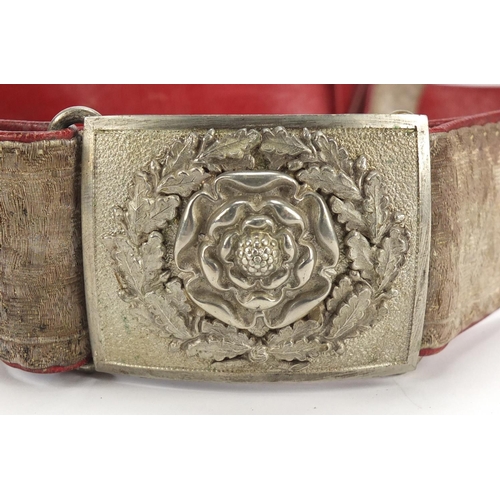 254 - British Military interest red leather Sam Brown with buckle