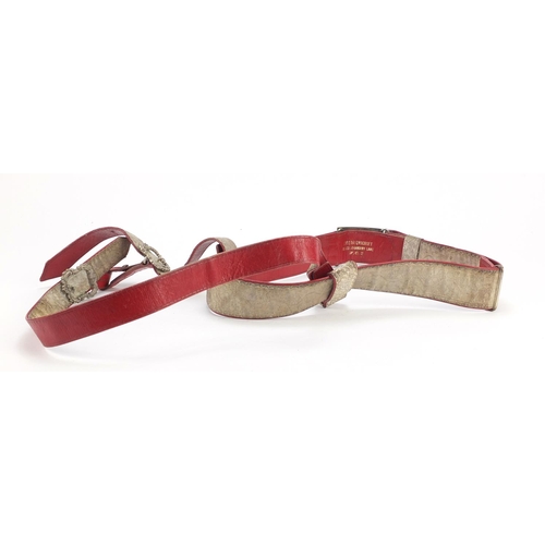 254 - British Military interest red leather Sam Brown with buckle