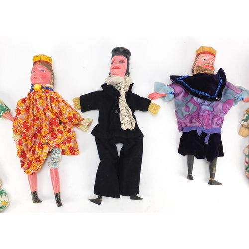 134 - Set of five Victorian hand painted Punch and Judy hand puppets