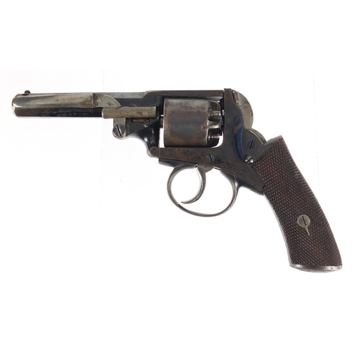 286 - 19th century percussion double action revolver by George Gibbs with oak box housing accessories incl... 