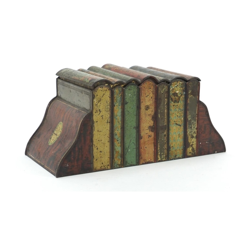 77 - Vintage Huntley & Palmers biscuit tin in the form of a stack of books, 22.5cm wide