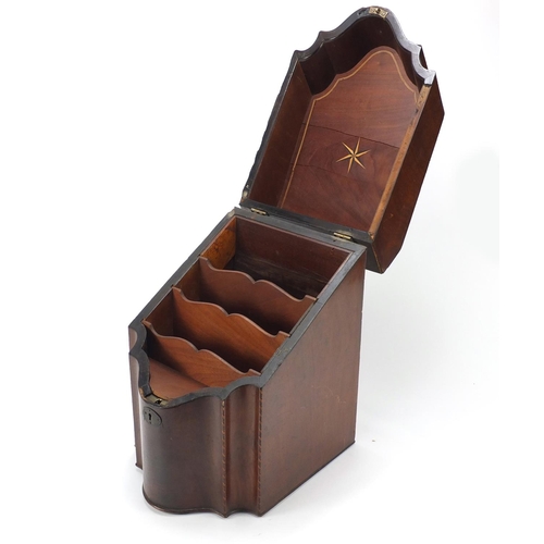 34 - Georgian mahogany knife box converted to a stationery box with shell inlay, 37cm high x 22.5cm wide ... 