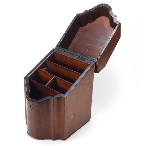 35 - Georgian mahogany knife box converted to a stationery box, 35cm high x 22.5cm wide x 25.5cm deep