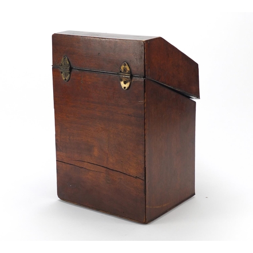 35 - Georgian mahogany knife box converted to a stationery box, 35cm high x 22.5cm wide x 25.5cm deep