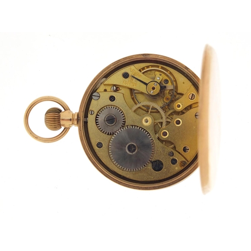 723 - Gentleman's 9ct gold open face pocket watch with subsidiary dial, 4.8 cm in diameter, 63.0g