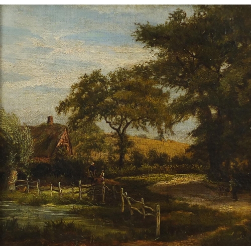 743 - Attributed to Patrick Nasmyth - Country scene, early 19th century oil on board, inscribed verso, fra... 