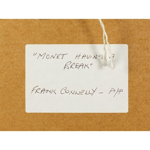 912 - Frank Connelly - Monet having a break, pencil signed artist proof etching, mounted and framed, 29.5c... 