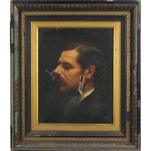 873 - Head and shoulders portrait of a bearded gentleman, 19th century oil onto canvas, mounted and framed... 