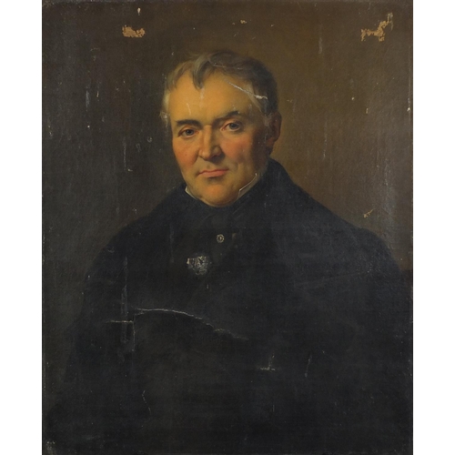 864 - Top half portrait of a gentleman, early 19th century oil onto canvas, unframed, 73cm x 60cm