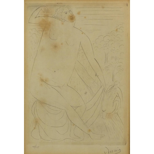 906 - Andre Derain - Nude figures bathing, pencil signed etching, limited edition 5/15, inscribed verso, m... 