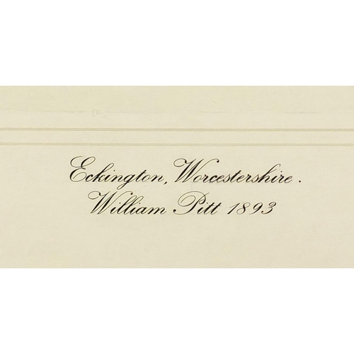 839 - William Pitt 1893 - Eckington, Worcestershire, watercolour, inscribed verso, mounted and framed, 53.... 