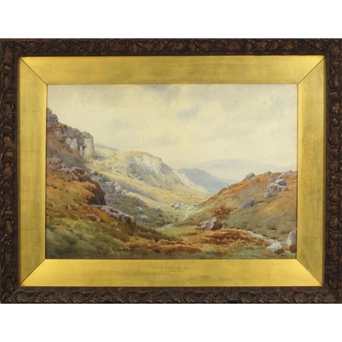 749 - Elliott Henry Marten - The Rock Valley, Ilkley, Yorks, watercolour, mounted and framed, 49cm x 33.5c... 