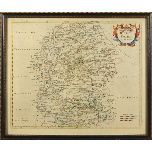 175 - Three antique maps comprising Somersetshire and Wiltshire by Robert Morden and Farrington Ward, date... 