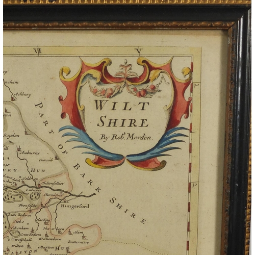 175 - Three antique maps comprising Somersetshire and Wiltshire by Robert Morden and Farrington Ward, date... 