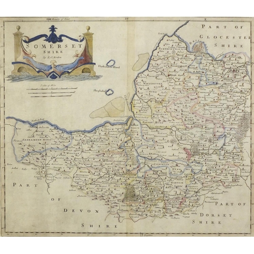 175 - Three antique maps comprising Somersetshire and Wiltshire by Robert Morden and Farrington Ward, date... 