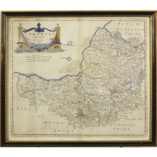 175 - Three antique maps comprising Somersetshire and Wiltshire by Robert Morden and Farrington Ward, date... 